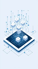 Poster - tax payment interface, customer completing a transaction on a tablet, secure payment, futuristic ui 