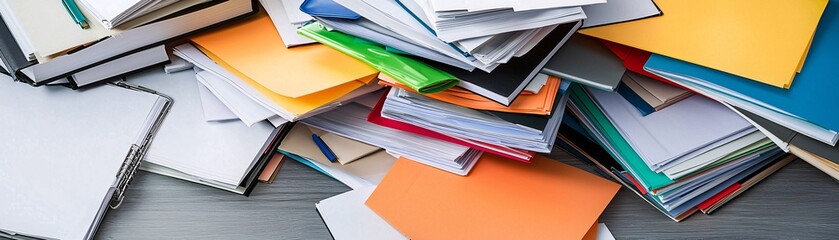Poster - A desk filled with tax records and highlighters for marking important details during submission