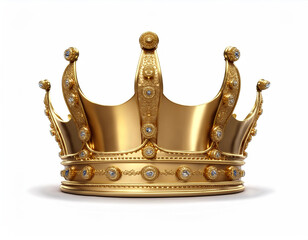 Royal gold crown isolated on white.