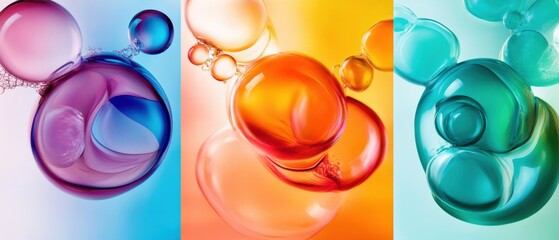 Aufkleber - colorful abstract bubbles in vibrant hues