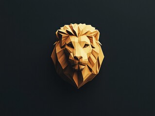 Canvas Print - Geometric lion head sculpture. AI.