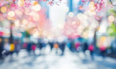 Wall Mural - Dreamy spring bokeh scene. AI.