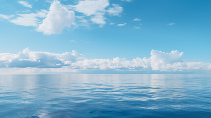 Wall Mural - sea landscape. sky over calm sea. blue sea and sunny sky on horizon over calm water