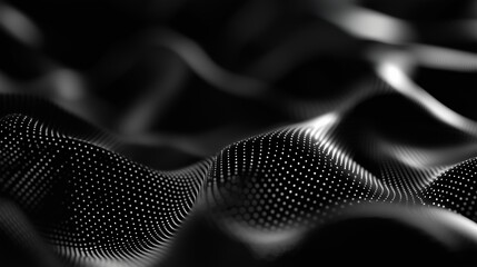 Poster - Abstract patterns of black fabric with white dots create a striking visual effect in a modern setting