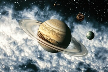 Poster - colorful planets and celestial bodies in outer space against a cosmic background