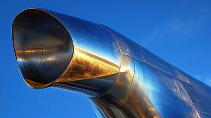 Poster - Metallic exhaust pipe against a blue sky backdrop