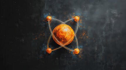 Poster - atom icon illustratio