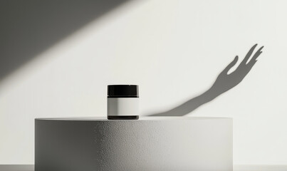 Poster - Stunning Minimalist Design: A Play of Light and Shadow on a Modern Pedestal with Sleek Product Display