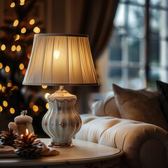 Aufkleber - Christmas style lamp on table.