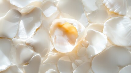 Poster - delicate white petals scattered on a soft surface creating a serene, calming atmosphere