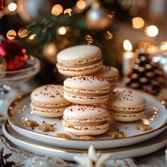 Poster - Macarons on the Christmas table.