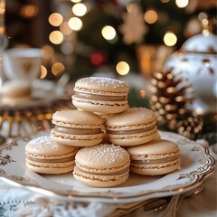 Poster - Macarons on the Christmas table.