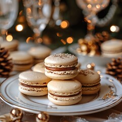 Poster - Macarons on the Christmas table.