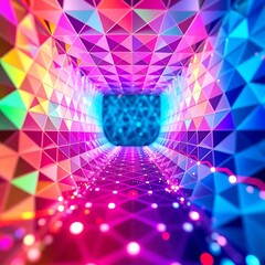 Aufkleber - colorful geometric tunnel with vibrant lights creates an immersive visual experience