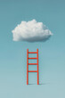 © VGX Ultra - Surreal Image of a Red Ladder Reaching for a Cloud in the Sky, Symbolizing Dreams, Ambition, and Imagination
