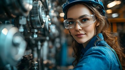 Poster - mechanical engineer overseeing the assembly of wind turbine components in a large scale industrial p