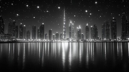 Poster - dubai in white on a black backgroun