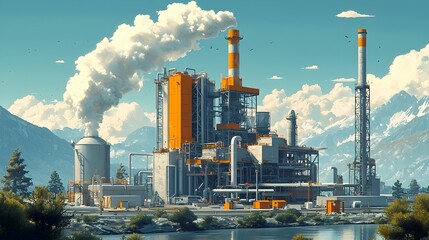 Poster - engineers working on an innovative biomass to energy conversion system within a state of the art ind