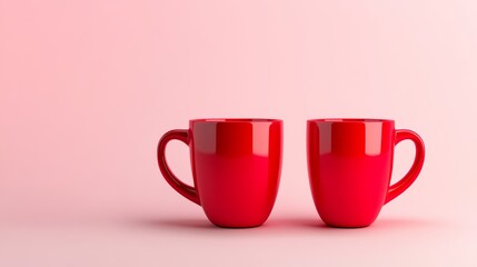 Poster - Two red cups on a pink background