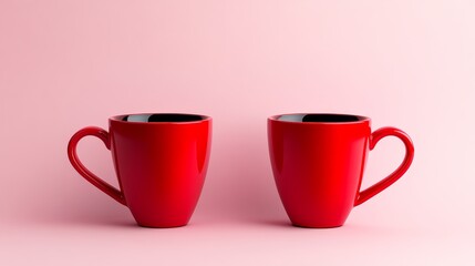 Poster - Two red cups on a pink background
