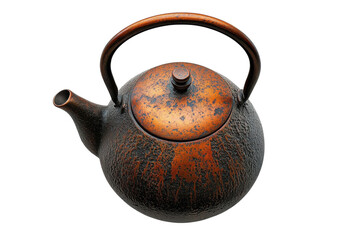 Unique copper teapot with rustic texture and traditional design showcasing craftsmanship