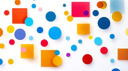 Wall Mural - Colorful background with many different colored circles and squares