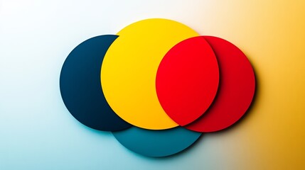 Poster - Colorful design of three circles, one blue, one yellow, and one red
