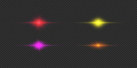 Wall Mural - set of multicolor horizontal light effects of lens flares