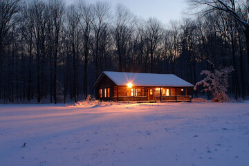 Wall Mural - Winter Cottage At Night