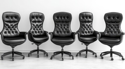 Wall Mural - isolated set of black office chairs on a white backgroun