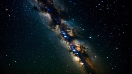 slow-motion footage of the milky way galaxy, showcasing the movement of stars and constellations aga