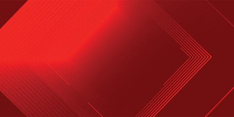 Poster - Abstract red geometric lines glowing on red background. Modern shiny gradient red futuristic pattern. Vector illustration.