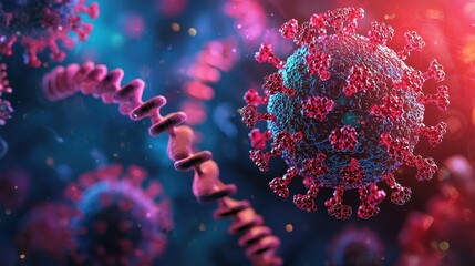 Poster - Modern mRNA Technology Visualization in Healthcare Lab Environment Highlighting Scientific Advances