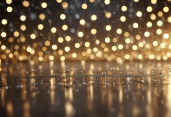 Wall Mural - Sparkling gold and silver bokeh with shimmering lights, shimmering, lights