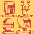 © thepolovinkin - Head pixel character, avatar robot, sky-fi cartoon vector icon, game user or web profile people, 2-bit, social net portrait, face, minimalistic fashion, vector illustration.