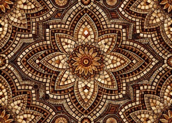 Poster - Abstract Brown Tones Mosaic Pattern - Ornamental Design Background for Fashion Photography and Creative Projects with Elegant Aesthetic Appeal