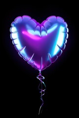 Canvas Print - Heart shape balloon light purple neon.