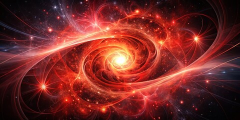 Poster - Abstract Red Glowing Cosmic Black Background with Ethereal Light Swirls and Mysterious Depths for Captivating Visuals in Digital Art, Posters, and Creative Projects