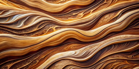 Poster - Abstract Wavy Organic Lines in Brown and Beige Fluid Pattern Background Design for Modern Art and Interior Decor Inspiration