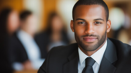 Poster - a man in a suit and tie is smiling for the camera. he is the main focus of the image