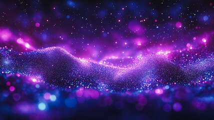 Poster - A purple and blue sky with a lot of stars. The sky is very bright and colorful. The stars are scattered all over the sky