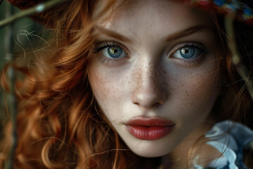 Wall Mural - portrait of gorgeous girl in surreal world created with generative ai