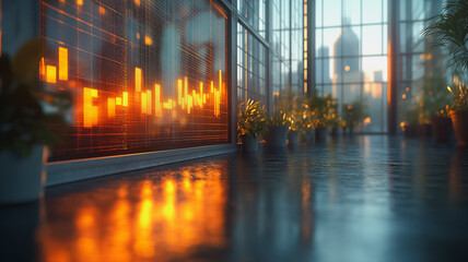 Poster - A window with a view of a city and a plant in front of it. The window is covered in a thin layer of water, giving it a reflective