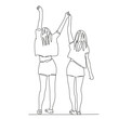 © nasharaga - One continuous single drawing line art flat doodle person, friends, friendship, girl, best, 2, female, woman, joy, together. Isolated image hand draw contour on a white background, hand drawn, not AI