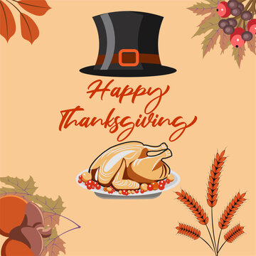 Thanksgiving Day Greeting card illustration for holidays.
