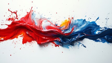 Poster - colorful splash of paint on a white background. the colors are red, blue, and yellow. the painting h