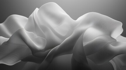 Poster - flowing fabric creates an ethereal atmosphere in a monochromatic setting