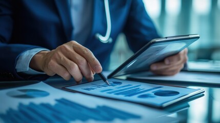 Poster - Healthcare Professionals Collaborating and Analyzing Data Using Predictive Analytics in a Modern Office Setting