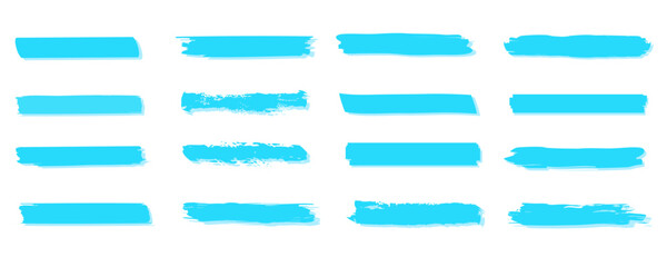 Fototapete - Blue vector marker graphic stylish element. Selecting and underlining text. Brush lines. Handmade marker strokes. Stripes of text markers.