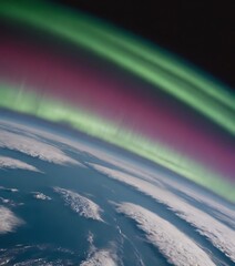 Wall Mural - aurora borealis, or northern lights, captured from the vantage point of a spacecraft window. the vib